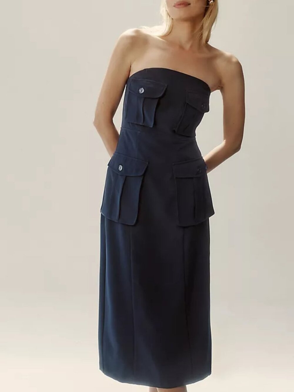 Anthropologie Porridge Strapless Utility Midi Dress